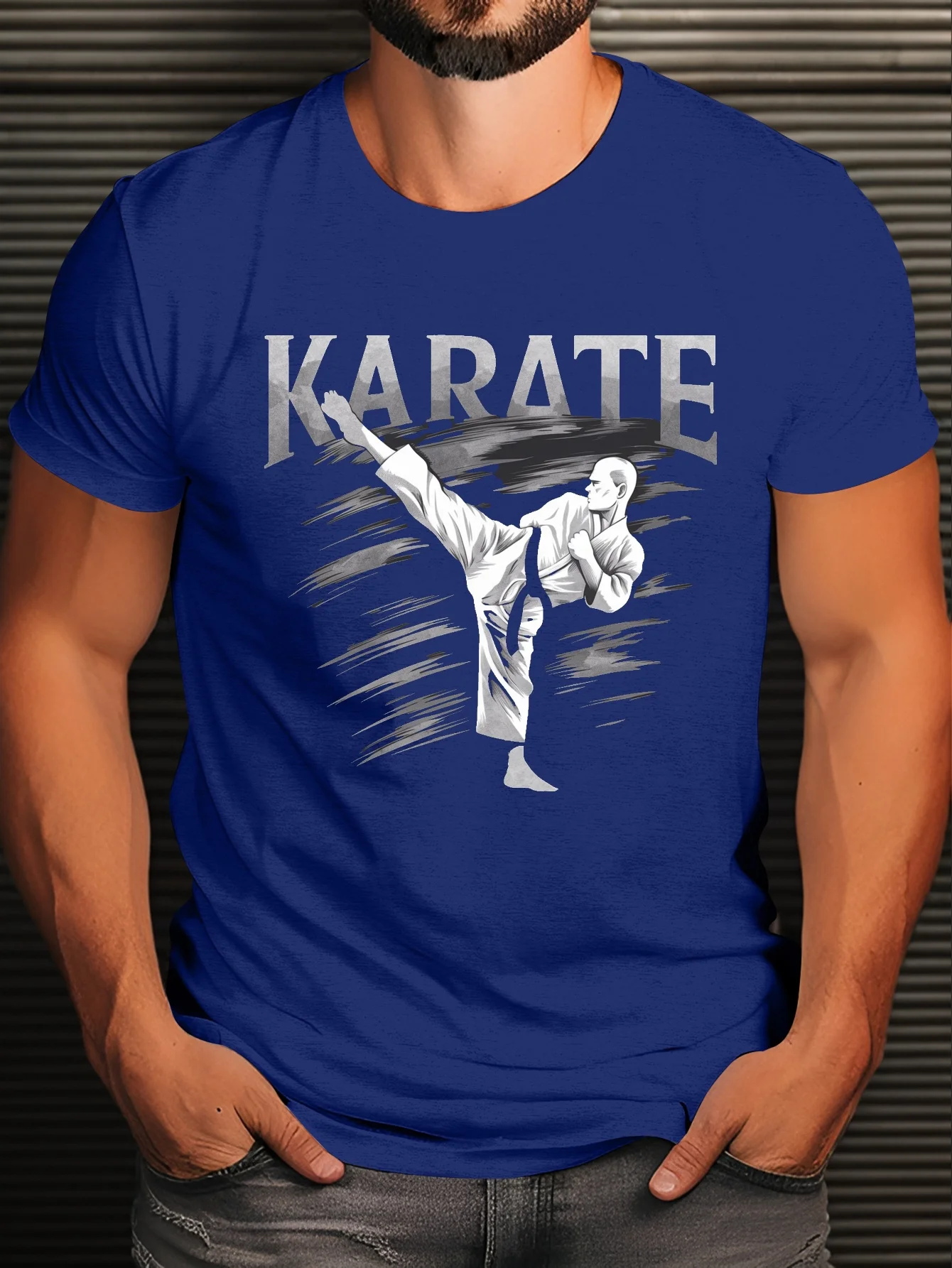 Retro Karate kicking Graphic T-Shirt 100% Cotton O-Neck Short Sleeve Summer Casual Mens T-shirt Streetwear