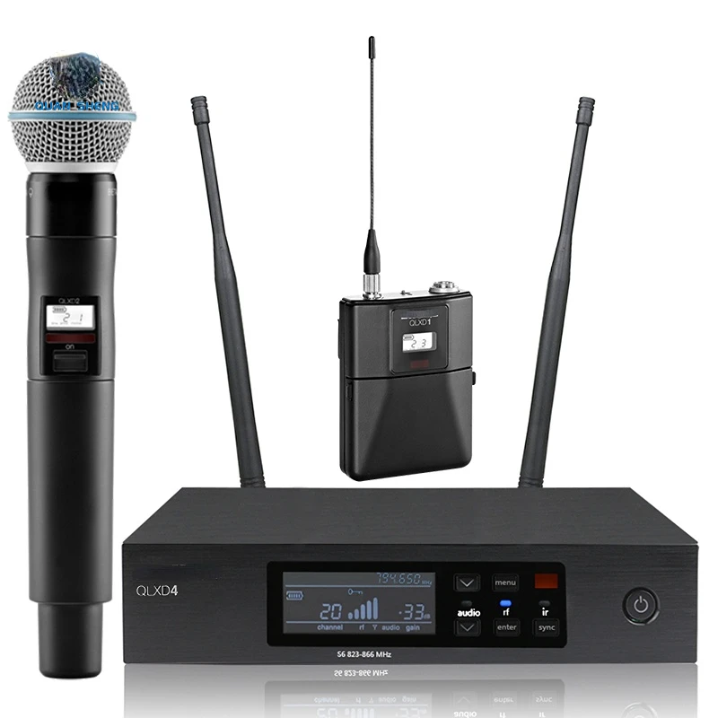 Professional QLXD4 QLXD24 Handheld BETA58 BETA87 Bodypack Microphone Lapel Headset Wireless Microphone