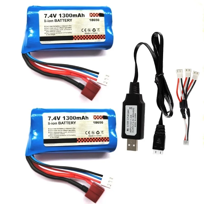 Original 15C 2S 7.4V 1300mAh Eddie ion batterie/7.4v USB pour SCY-16101/16102/16103 SCY-16201 SCY-16301/16302/16303 1/16 R/C voitures