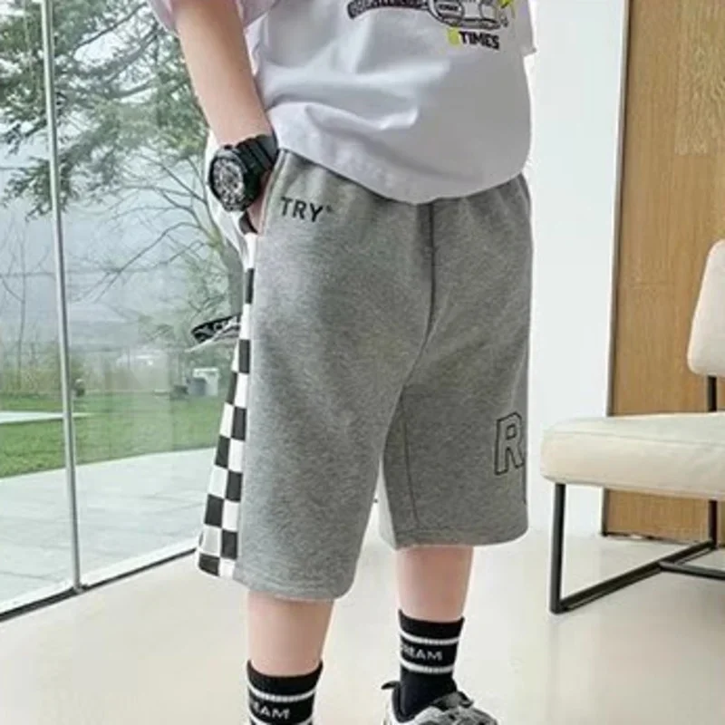 Fried Street Boy's Middle Pants Middle-aged Children's Sports Casual Shorts Summer Thin Thin Loose Children's Cropped Pants Tide