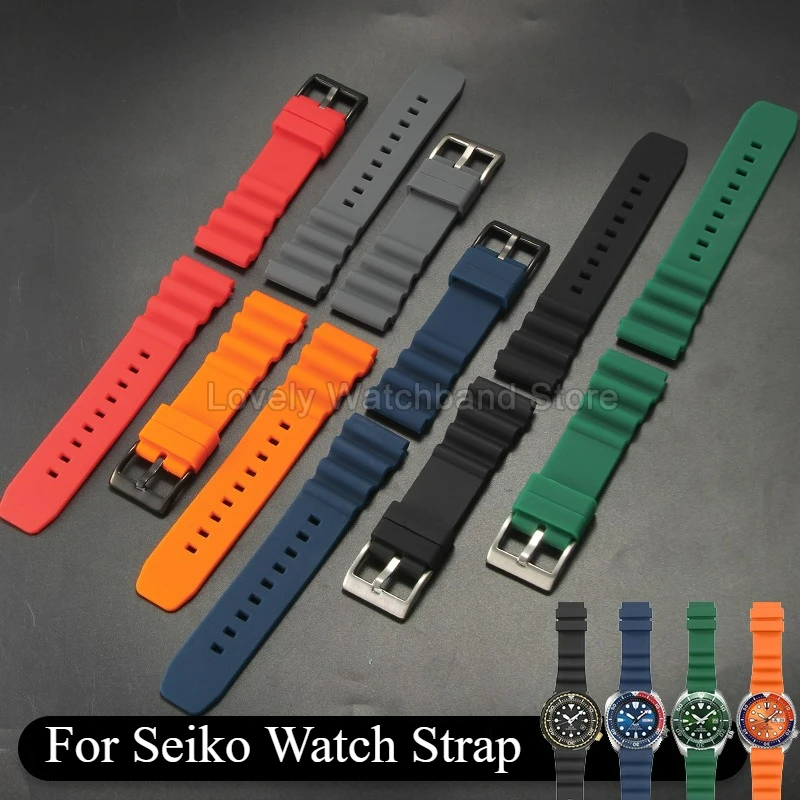 Exquisite Colorful Silicone Watch Accessories Convex Interface for Seiko Casio Swordfish MDV-106 MTP-VD01 Submariner Watch Strap