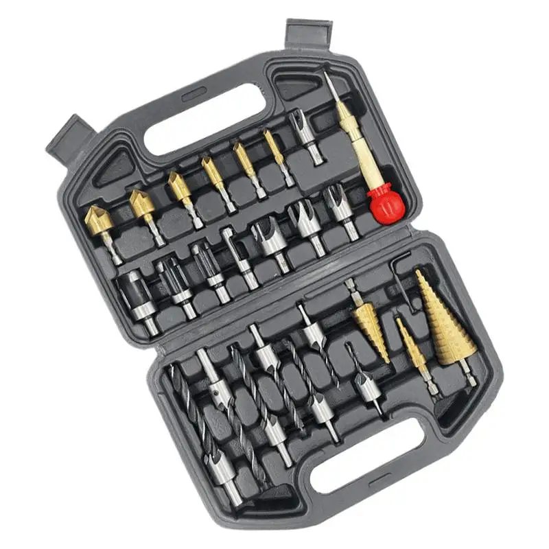

Countersink Drill Bit Set 26 Pieces Wood Drill Bit Woodworking Tools Wood Countersink Drill Bit Set For Home Business Users