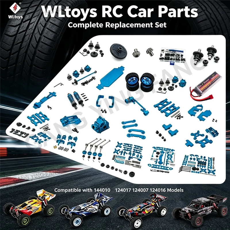 WLtoys 144010 124007 124017 124016 RC Car Metal Upgrade Parts Gear Steering Cup Pull Rod Swing Arm Tire Shock Absorber parts set