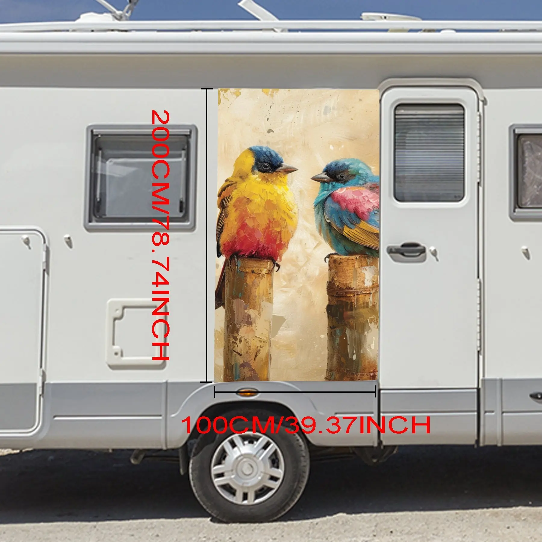 Adorable painted birds RV decal-sweet charm for your ride.Vinyl Decal for motorhome car door, Waterproof Self-Adhesive Vinyl Sti