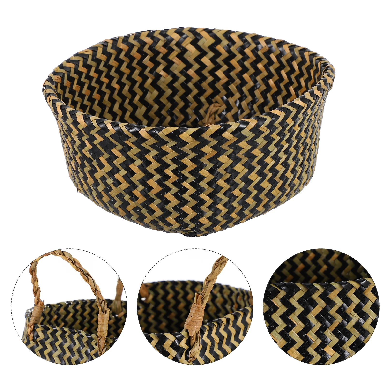 

1pcs Wave Pattern Woven Storage Basket For Snacks Dried Flowers Hanging Plant Pot Foldable Straw Flowerpot Sundry Basket Decor