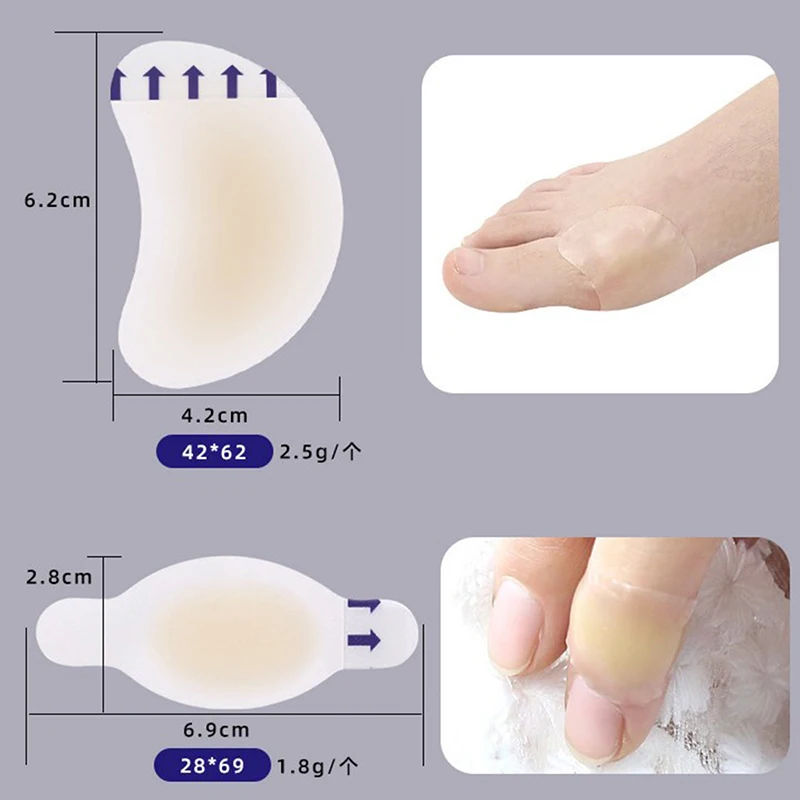 Etiqueta anti-calcanhar para pedicure, gel hidrocolóide adesivo, ferramentas de cuidados com os pés, 5pcs