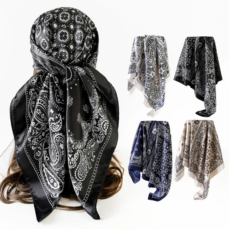 

Pesley Cashew Scarf Square 90*90cm Arabic Satin Scarf Square Multifunctional Fashion Accessory Neck Scarf Shawl Women