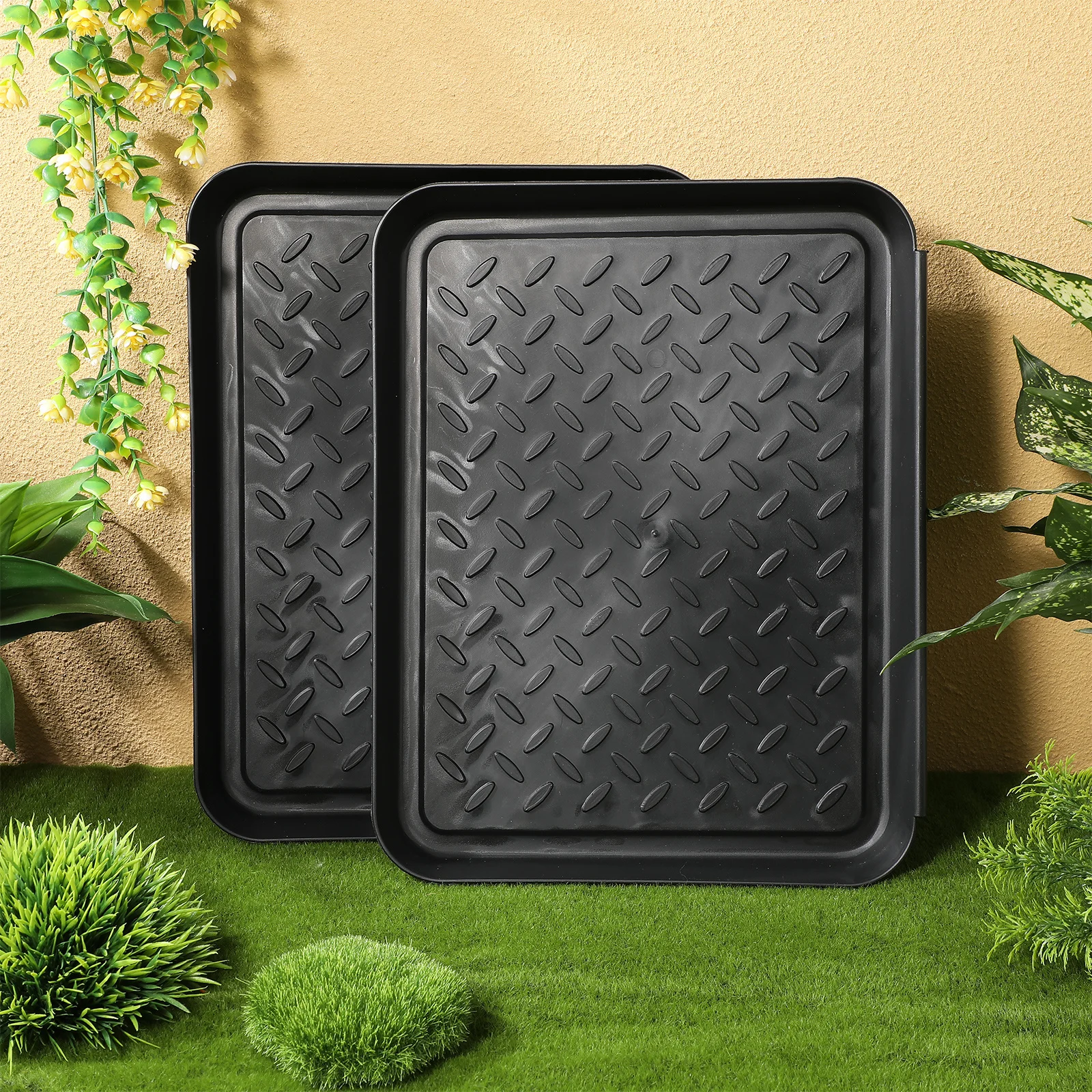 

2 pcs Wet Boot Tray Plastic Non-Slip Entryway Shoe Tray Mud Resistant Large Versatile Floor Mat For Indoor Outdoor Farm Garden