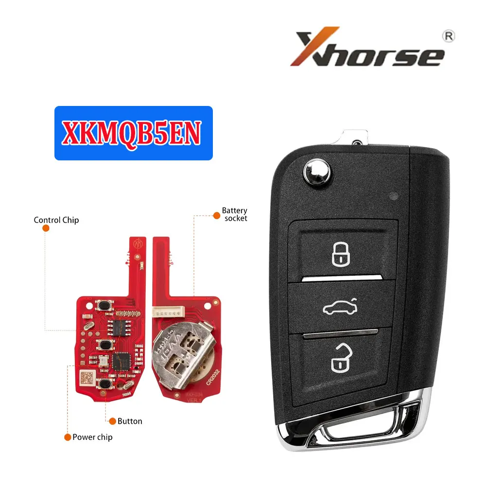

5pcs Xhorse XKMQB5EN VVDI Wire Remote Key for VW Remote Key MQB Type 3 Buttons Supports Wireless Programming English Version