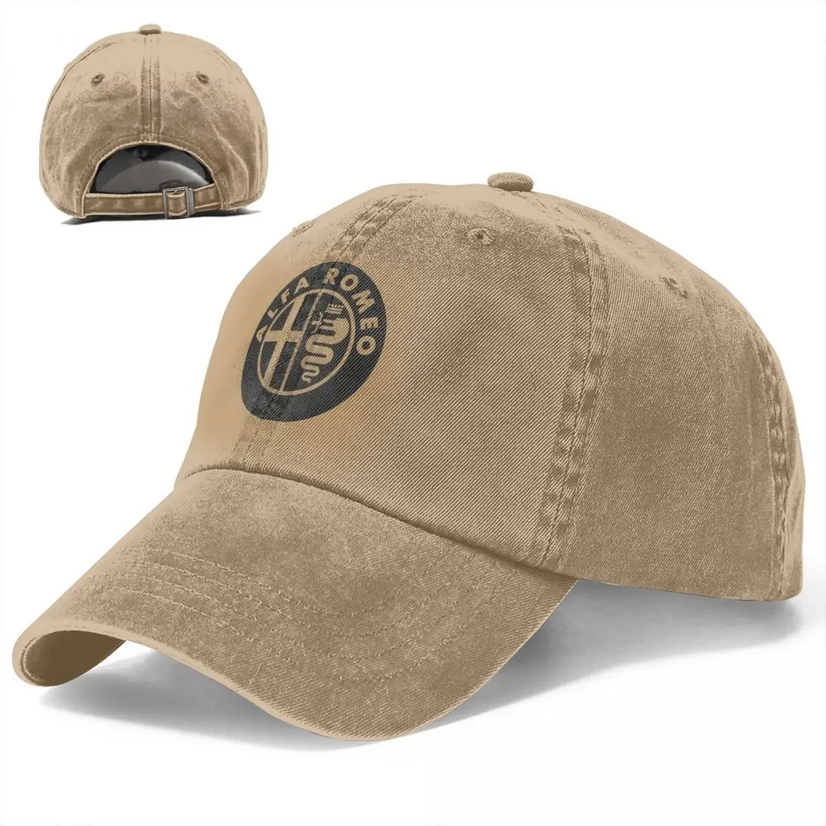 Alfa - Romeo หมวกเบสบอลวินเทจ, หมวก Snapback ผ้ายีนส์ตลกทุกฤดูกาลหมวกเดินทางสำหรับผู้ชายผู้หญิง