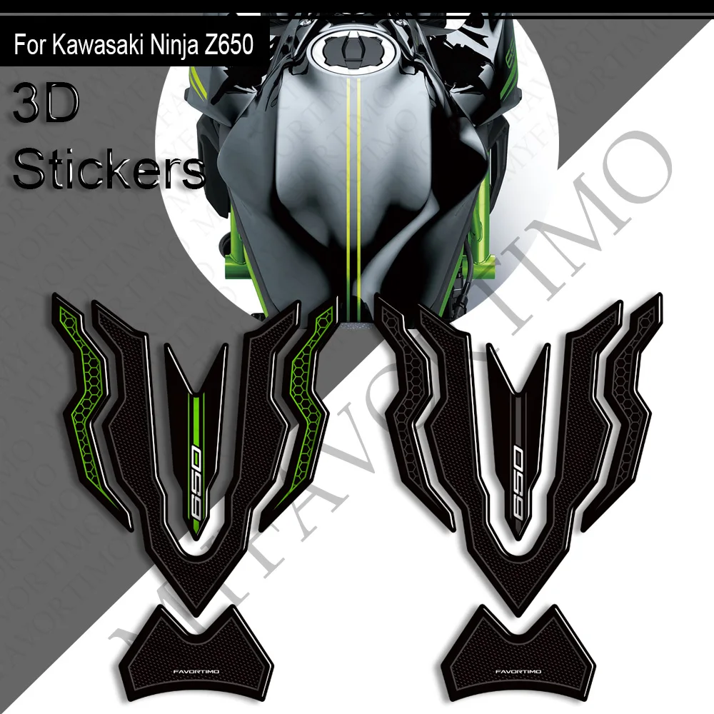 3D resin Motorcycle Tank pad Cap stickers windshield windscreen decals decoration kit For kawasaki Ninja Z 650 z650 2020-2025