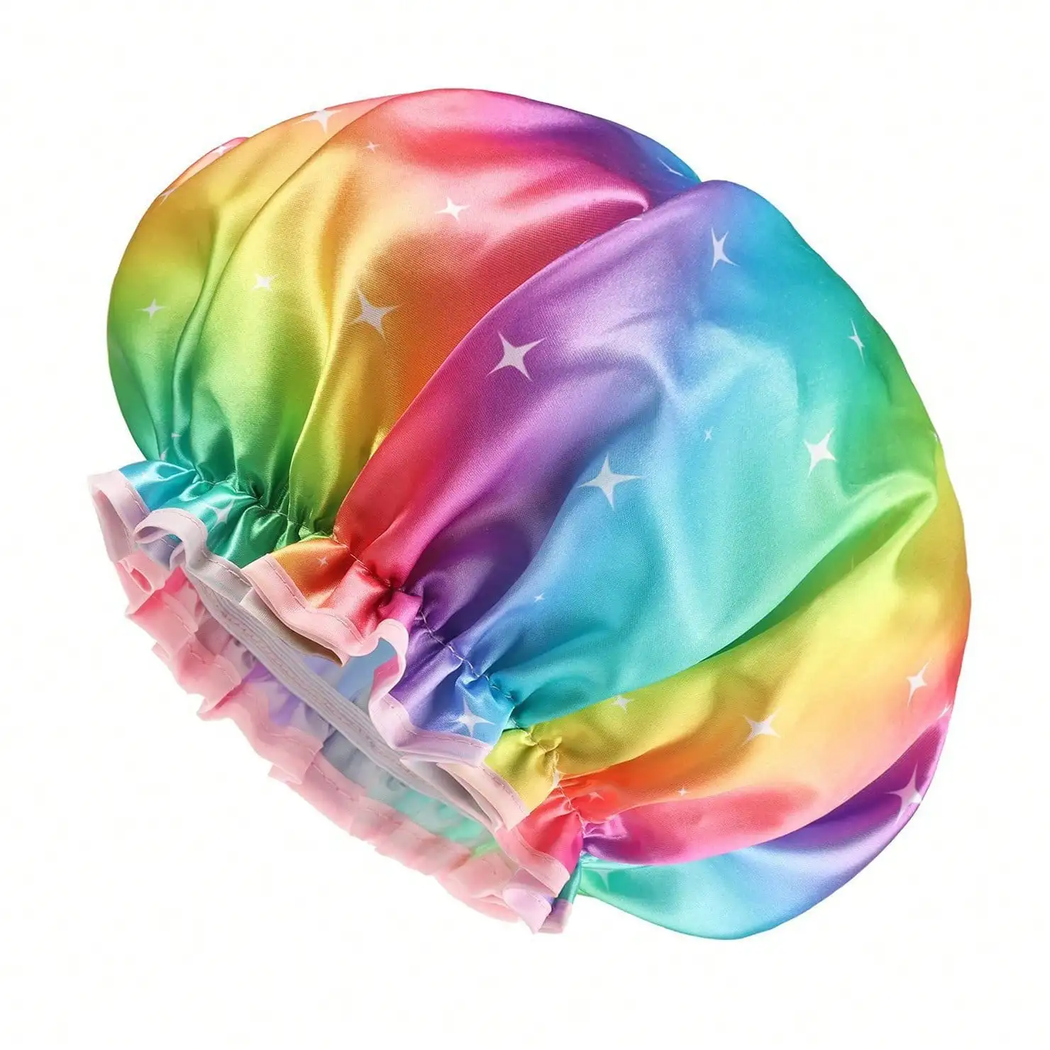 

New Elastic Shower Cap, Double-Layer Satin Waterproof Shower Cap For Women, Enlarged Shower Cap For Long Hair, PEVA Waterproof Oil Treatment Shower Cap