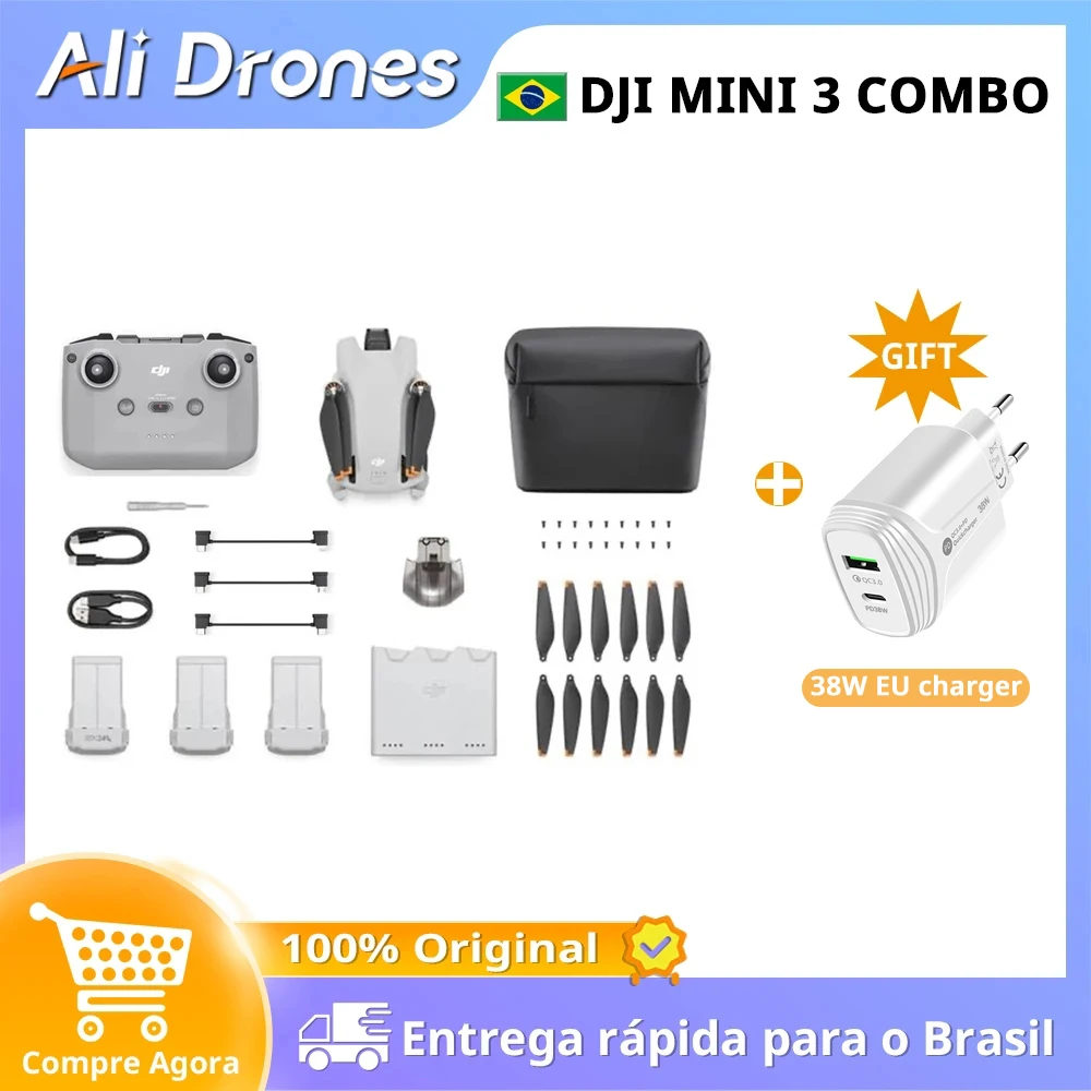 DJI Mini 3 / mini 3 fly more كومبو بدون طيار تحت 249 g 10 كجم نقل 38-min ماكس وقت الطيران 4K HDR فيديو العلامة التجارية الجديدة في الأوراق المالية