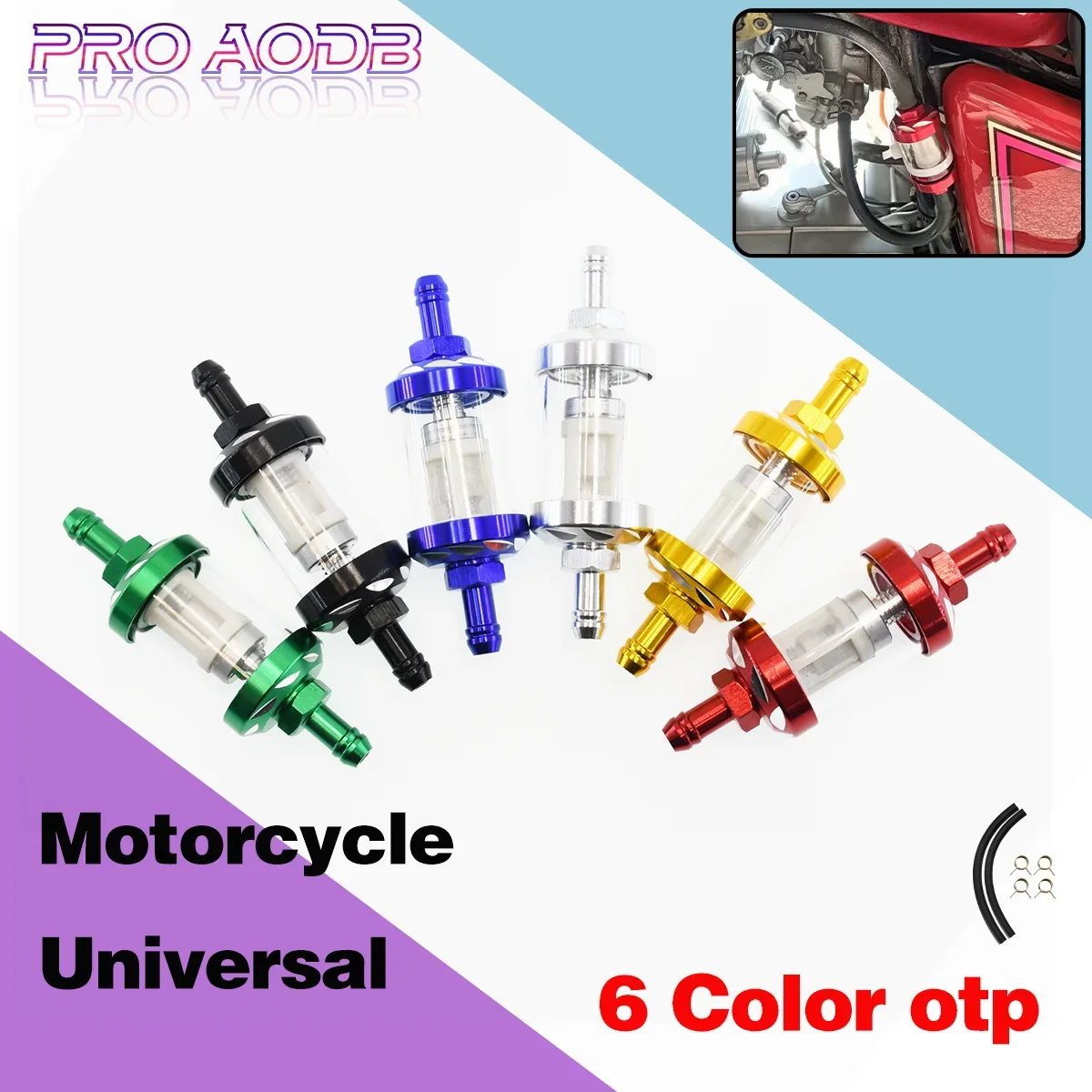 

8mm CNC Aluminum Alloy Glass Motorcycle Gas Fuel Gasoline Oil Filter Moto parts For 125 to 160cc ATV Enduro Dirt Pit Motocross