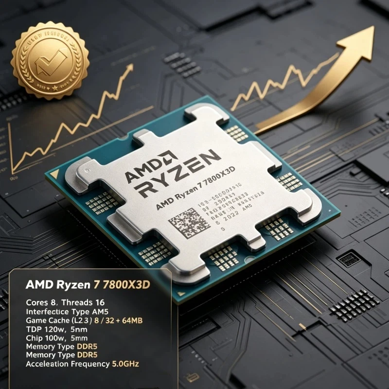 AMD Ryzen 7 7800X3D Best Gaming CPU  8-Core 16-Thread 5.0GHz 96MB 3D V-Cache AM5 Desktop Processor 120W No Fan
