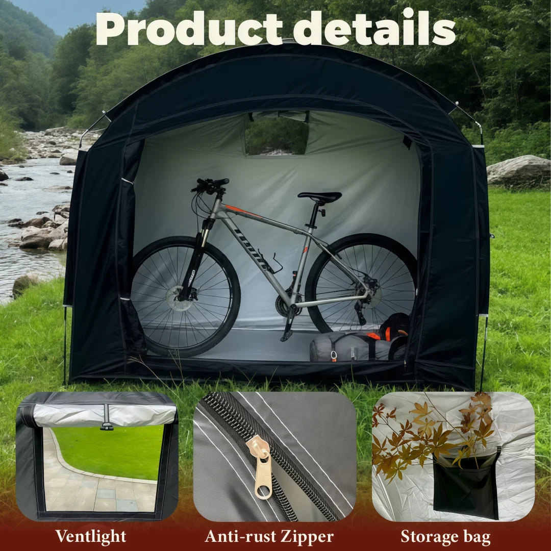 1 Pack Oversized Zipper‑Access Bike Storage Shed, Vent Window Shelter, Outdoor Garden Bicycle Storage Tent for Family Bikes