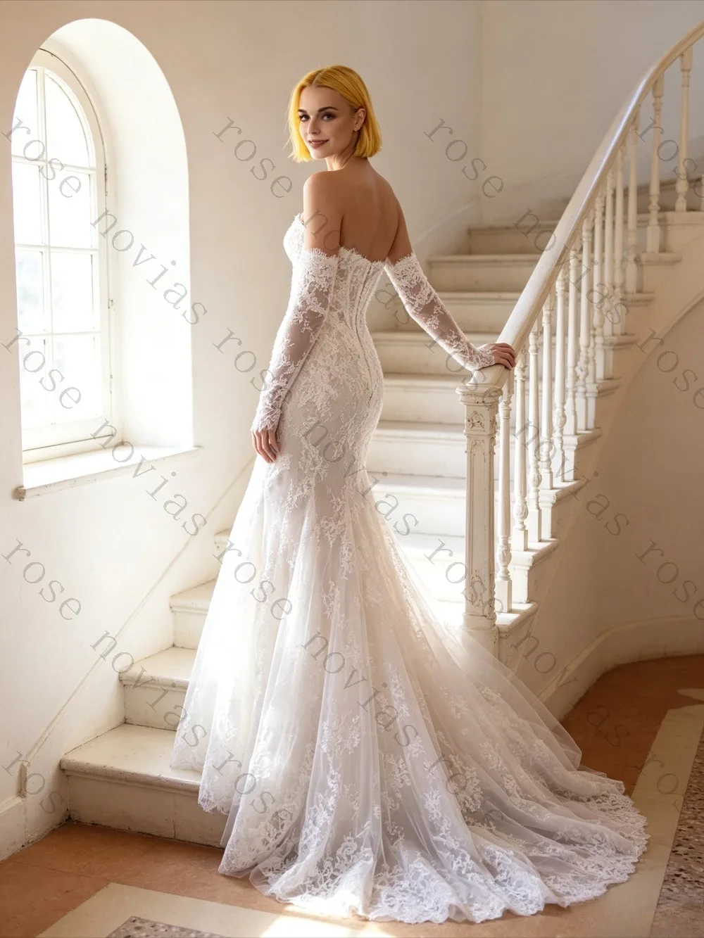 Customized Lace Mermaid Wedding Dress with Train for 2026 Brides Elegant French Style Bridal Gown Perfect for Outdoor Ceremony