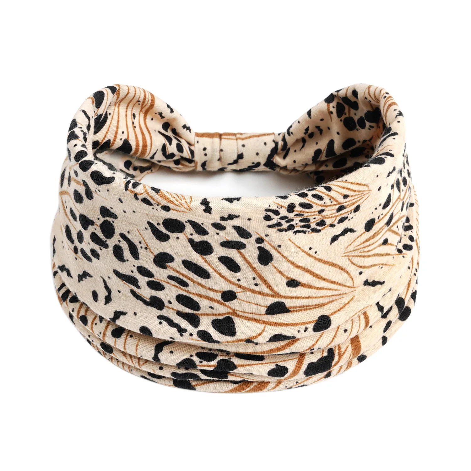 Szerokie opaski na głowę damskie wiązane turban z pałąkiem na głowę elastyczne antypoślizgowe opaski do włosów Boho okłady na głowę trening Leopard joga bawełniane szaliki do włosów — zdjęcie 6