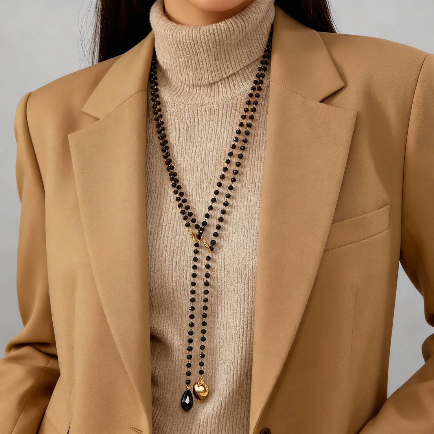 Y2K بوهو الملونة كريستال شرابة سلسلة متعدد الطبقات قلادة النساء Collares الاتجاه الجديد القلب قلادة المختنق مجوهرات الحفلات هدية