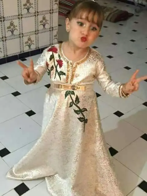 Lovely Princess Flower Girls Dresses with Long Sleeve Morocco Caftan Infant Lace Floral Vestido niña Wedding Party Gown