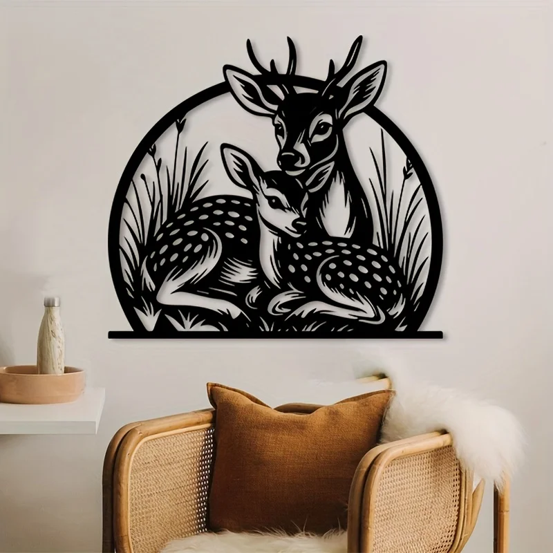 Brand Rustic Iron Deer Wall Art 3D Metal Stag Sculpture Large Antler Decor for Cabin Lodge Farmhouse Outdoor Hunting Gift for Ma