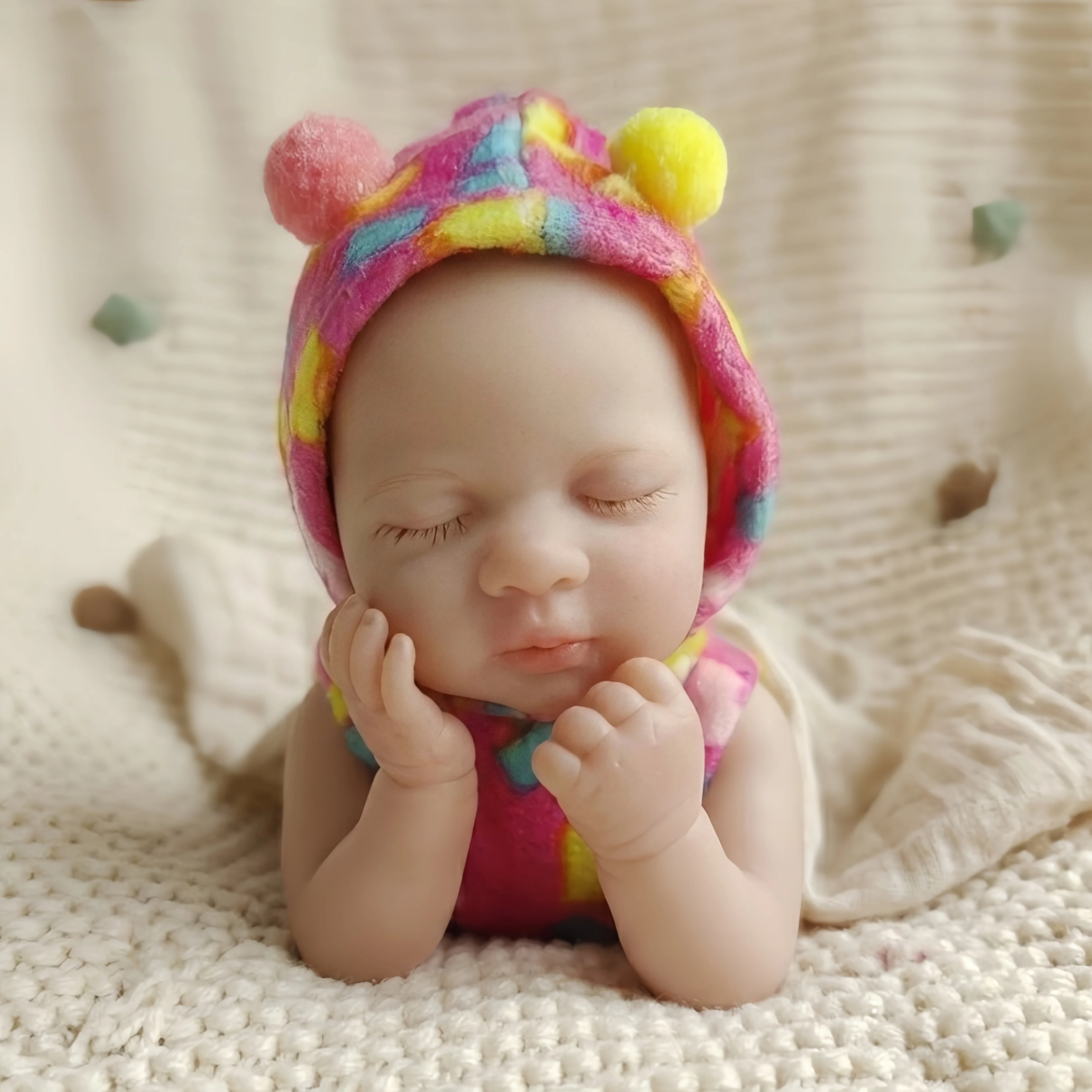 

6 Inch/15 cm Washable Mini Full Silicone Reborn Girl Luna, Hand-drawn Natural Skin, Smooth Lifelike Bebe Reborn De Silicona