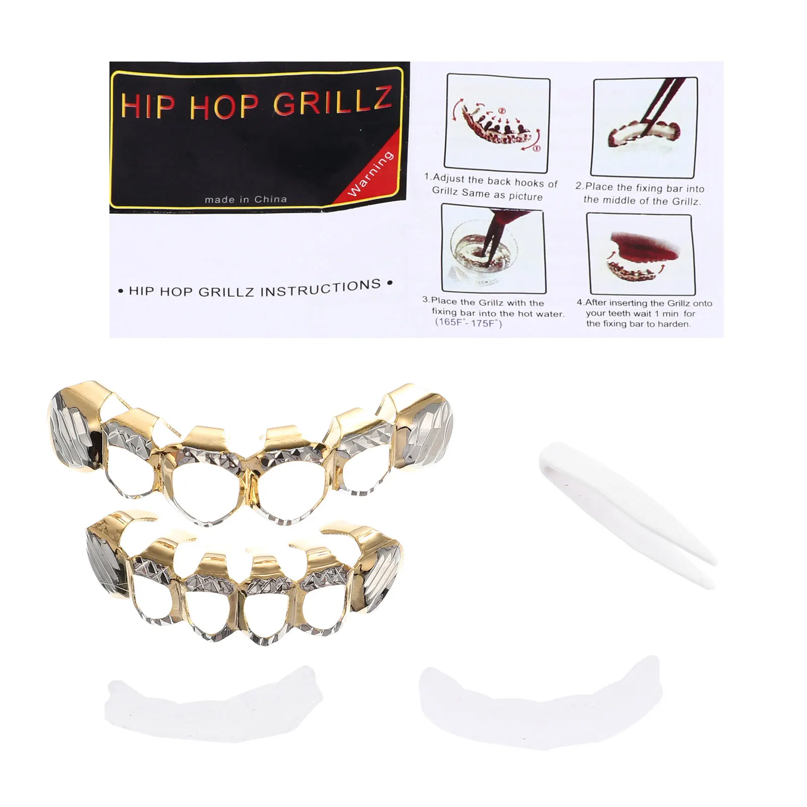 

Gold Braces Teeth Style Grill Bottom Hollow Out Mouth Grills Rapper