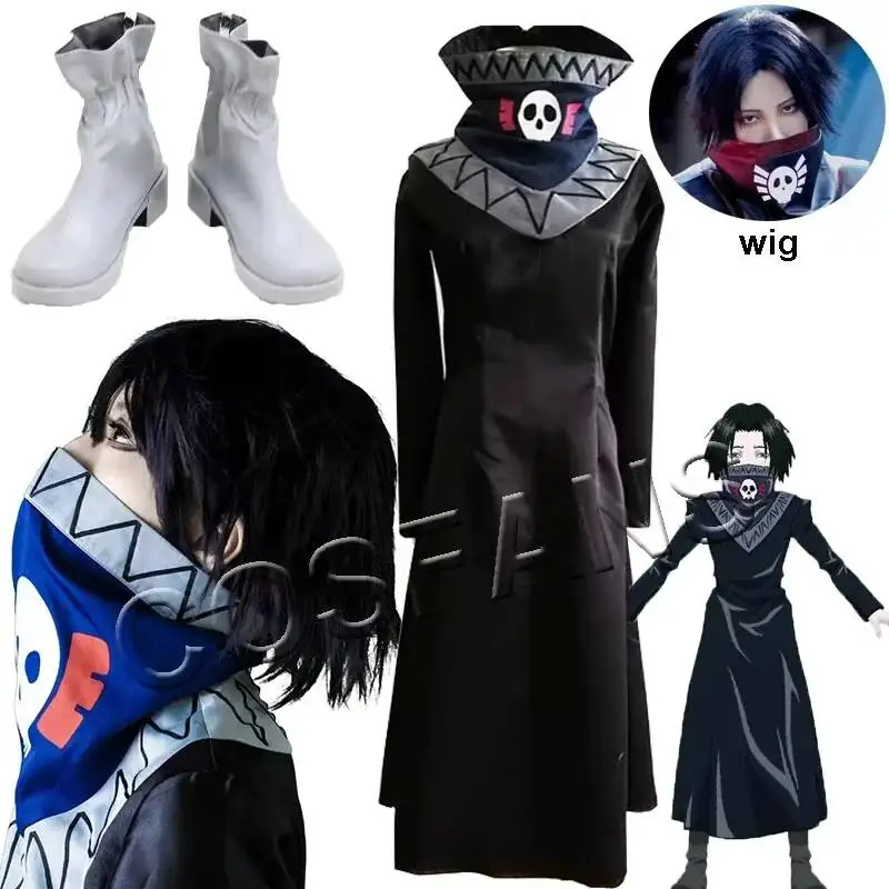 

Anime X Hunter Feitan Cosplay Costume Black Coat Men And Women Halloween Cosplay Costume Full Set Of Wig Shoes