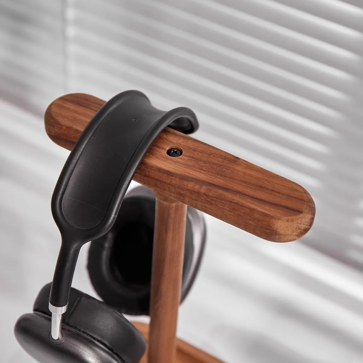 Soporte Universal para auriculares duales para Airpods Max, estante de exhibición de soporte para auriculares para juegos de escritorio de madera de nogal con Base estable