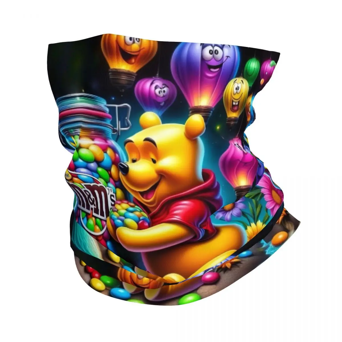 

Custom Cartoon Winnie The Pooh Bandana Neck Gaiter Windproof Face Scarf Cover Women Men Headwear Tube Balaclava