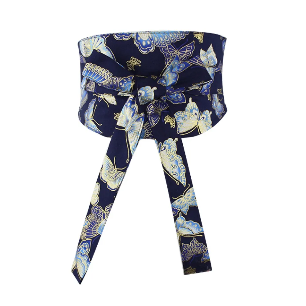 Women's Oversized Bow Obi Belt  Kimono Waistband Lace-Up Brocade Corset Wrap Floral Print Multi-Color Patterned Fabric Sash