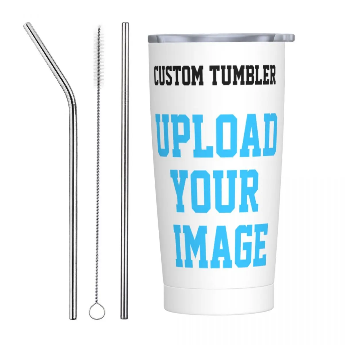 Custom Tumbler 20oz Personalized Mug Stainless Steel Double Wall Vacuum Insulated Upload Picture Cups With Straw for Cold Hot