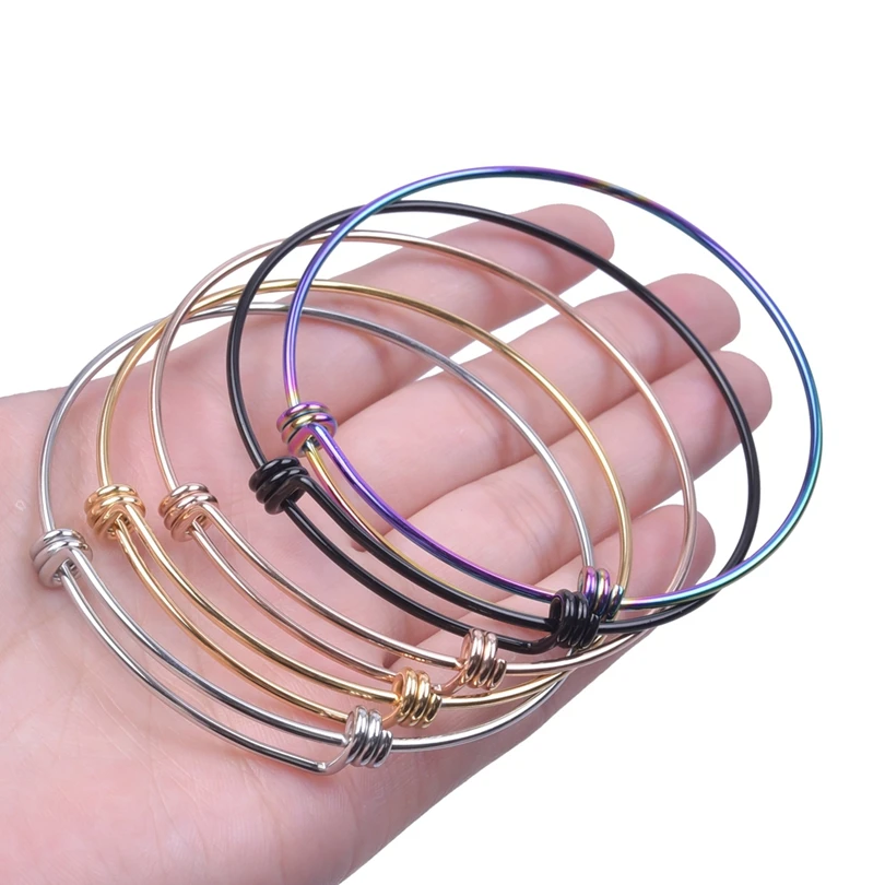 5PCS/lot Adjustable Stainless Steel Wire Cuff Bangles Making Charms Simple DIY Jewelry Making Bracelet Accessories Women Gifts