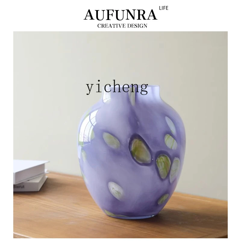 

FY purple glazed vase ornament, living room dining table flower arrangement, home decoration, water raising flowers