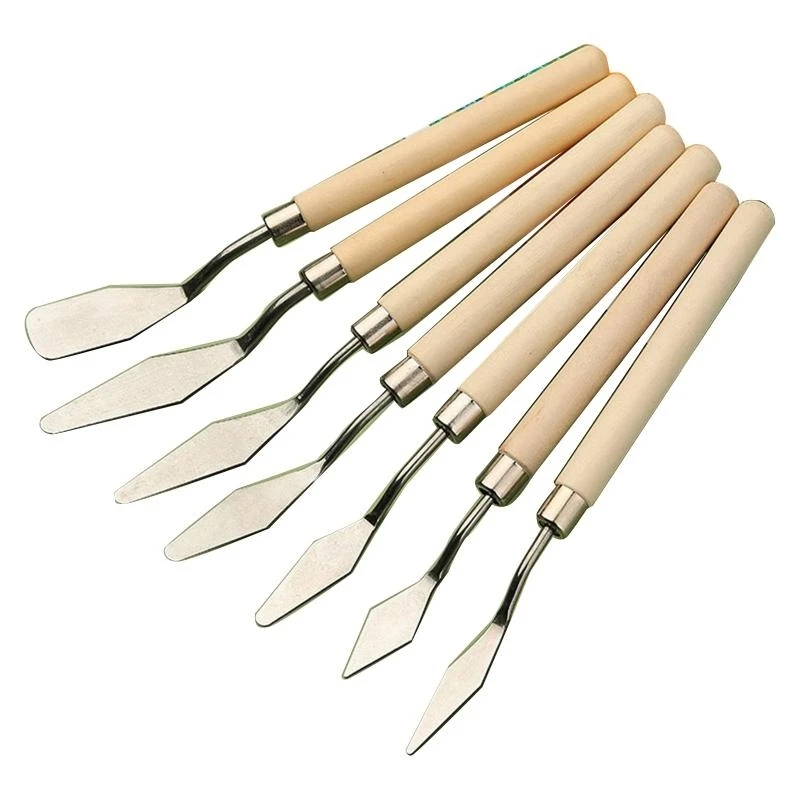 Y5LB Palette Knife Painting Stainless Steel Spatula Palette Knife Oil Paint Knives Handle Flexible Blade for Artist 7pcs