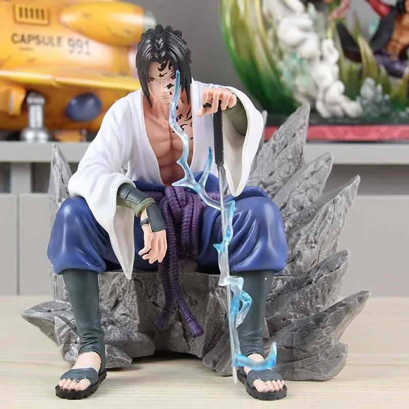 

Naruto Anime Figures Uchiha Sasuke Curse Seal Sitting Action Figurine Statue Model Doll Collectible Toy Christmas Gifts PVC 18CM