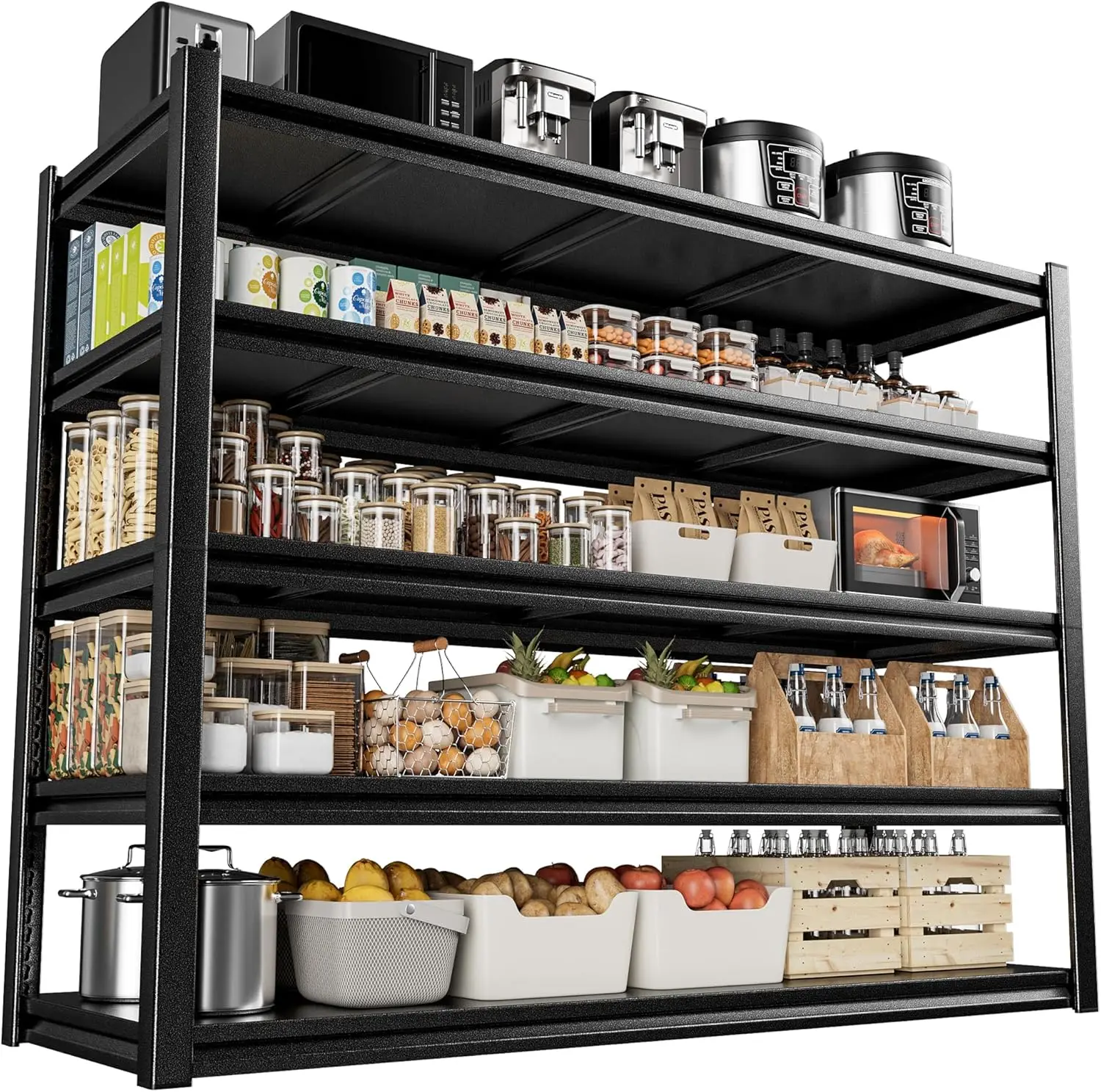 5-Tier Kitchen Shelving, 3000 Lbs Weight Capacity, 72