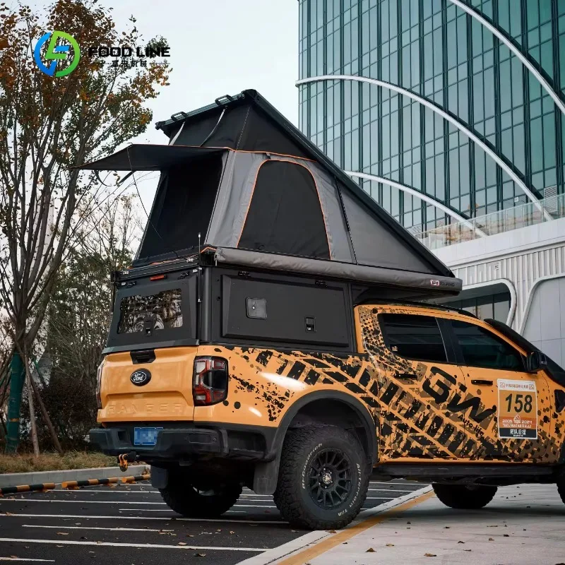 Customized Aluminum Pickup Hardtop Canopy with Pop-Up Tent Oxford Fabric for Off-Road Camping
