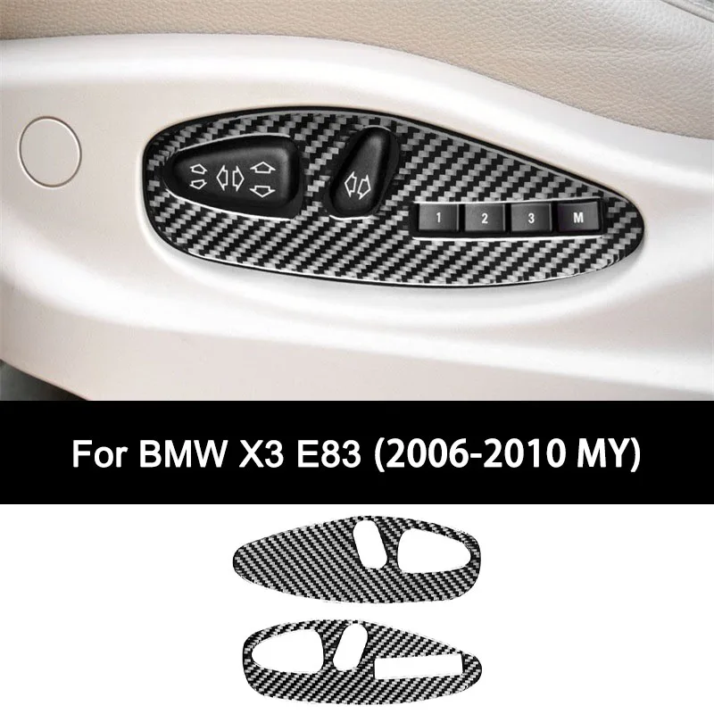 

For BMW X3 E83 (2006-2010 Model Year), Premium Carbon Fiber Car Seat Adjustment Panel Interior Stickers Auto Accessories