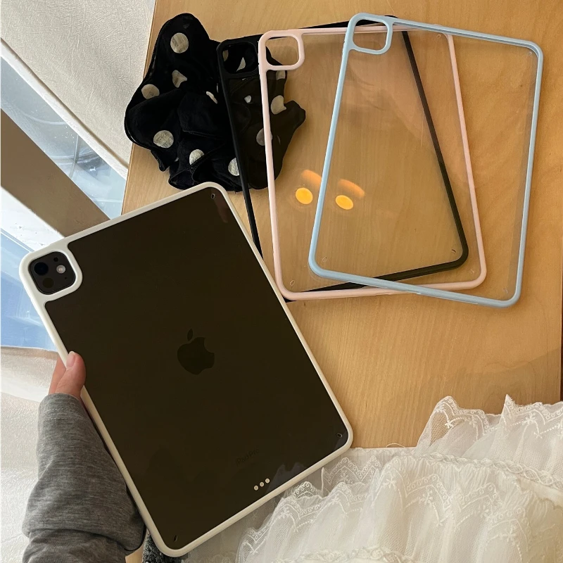 New Solid Clear Color Tablet Case For iPad Pro 11 12.9 13 A16 M2 M4 M3 M5 Shell 8.3 9.7 5/6/7/8/9/10/11th Mini Air 3 4 5 6 Cover