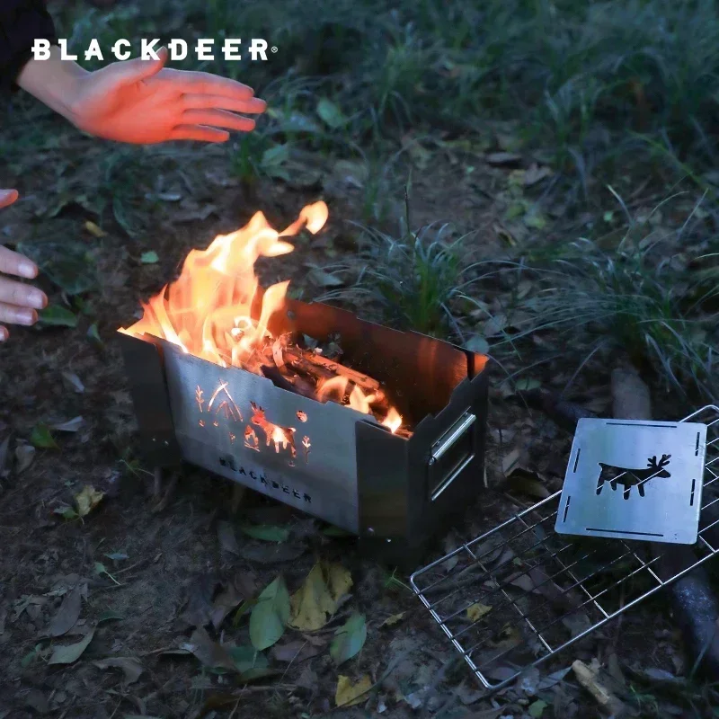 

BLACKDEER 7-hole Burner Camping Wood Fire Works Torch Kitchen Lightweight Stove PortableBrazier Barbecue Grill Stainless Steel