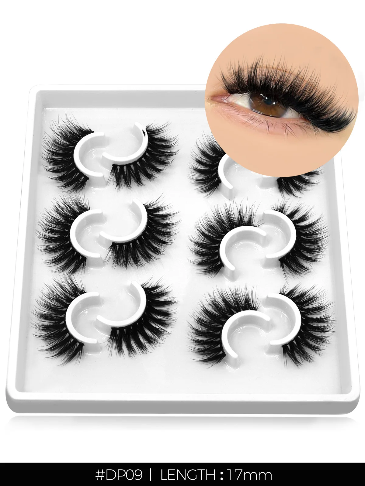 3D Natural False Lashes, Cat Eye, 6 Pairs