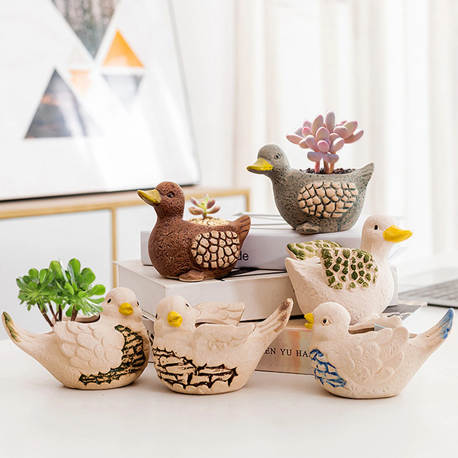 Mini Bird Shape Flowers Pots Cartoon Animals Flower Planter Succulent Plant Flowerpots Garden Decoration Home Decor Ornament