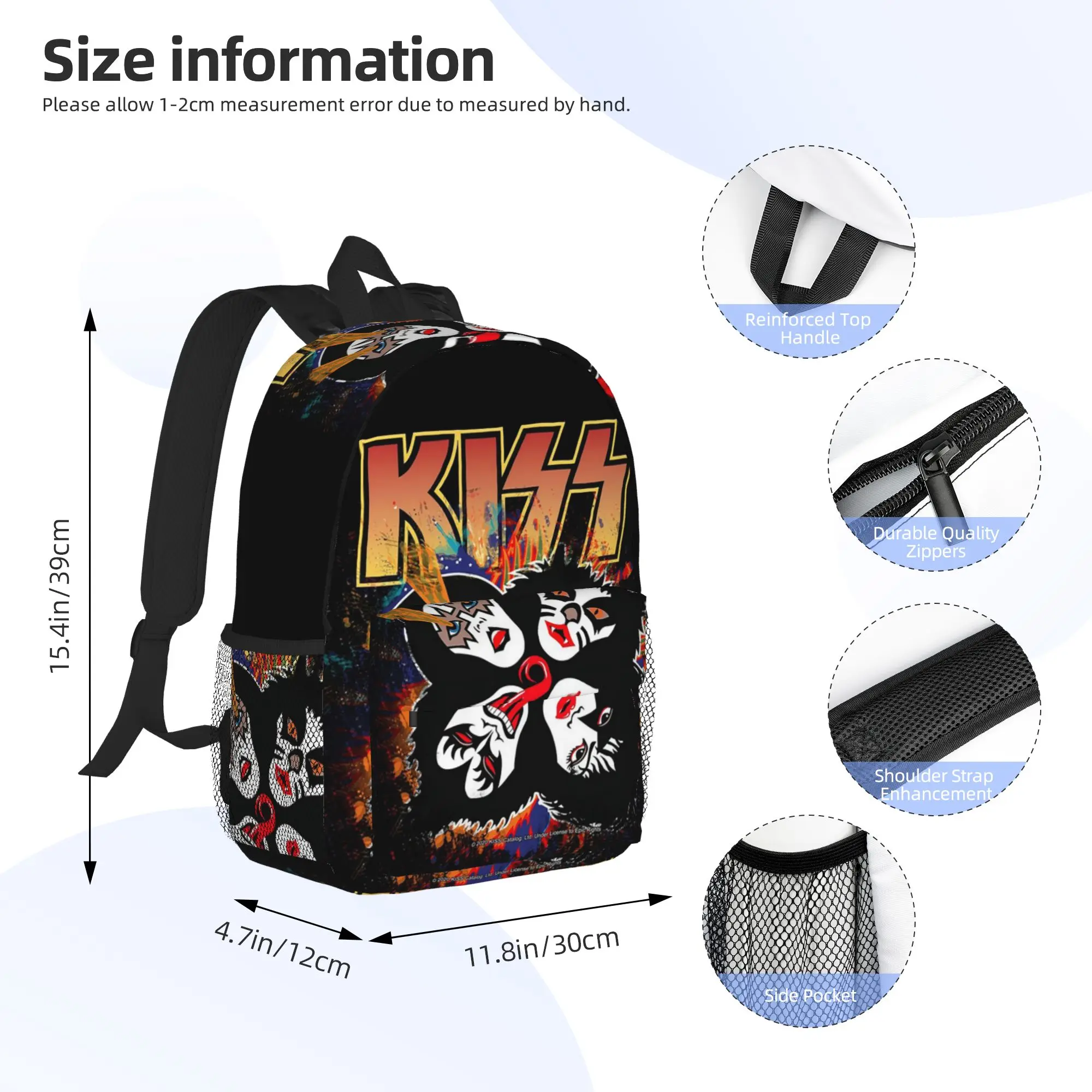 Kiss Rock Band Retor Backpack Hot Sale Daypack Large Capacity Boys Girls BookBag Shoulder Bags for Men Women School Bag
