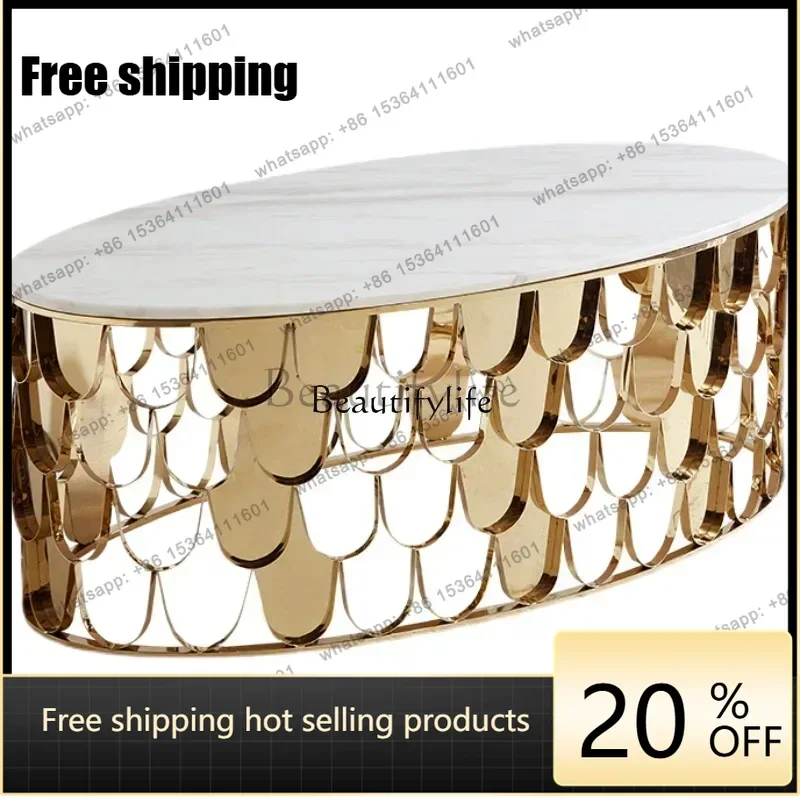 Factory Direct Nordic oval light luxury coffee table small apartment round creative marble simple living room tea table