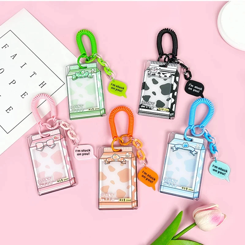 Ins Transparent Acrylic Photocard Holder Keychain Idol Photo Sleeve Credit Id Bank Card Holder Student Card Case Protective Case