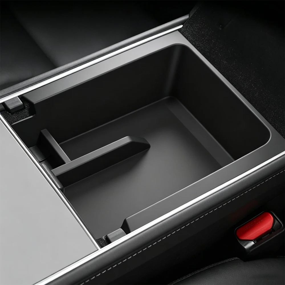 1pc For Tesla Model 3 Highland Y Juniper 2021-2024 Car Storage Box Central Armrest Hidden Storage Box Cup Holder Car Accessories view 4