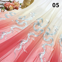 1M Chinese Style Dragon Embroidery Fabric 30D Gradient Tulle Fabric DIY Sewing Hanfu Wedding Dress Antique Cheongsam Costume