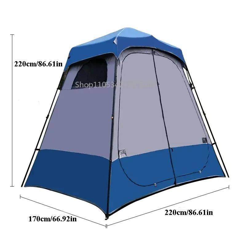 2-Person Large Hydraulic Automatic Changing Tent, 2-Room Multi-Purpose Outdoor Shelter for Shower Toilet Dressing Movable WC