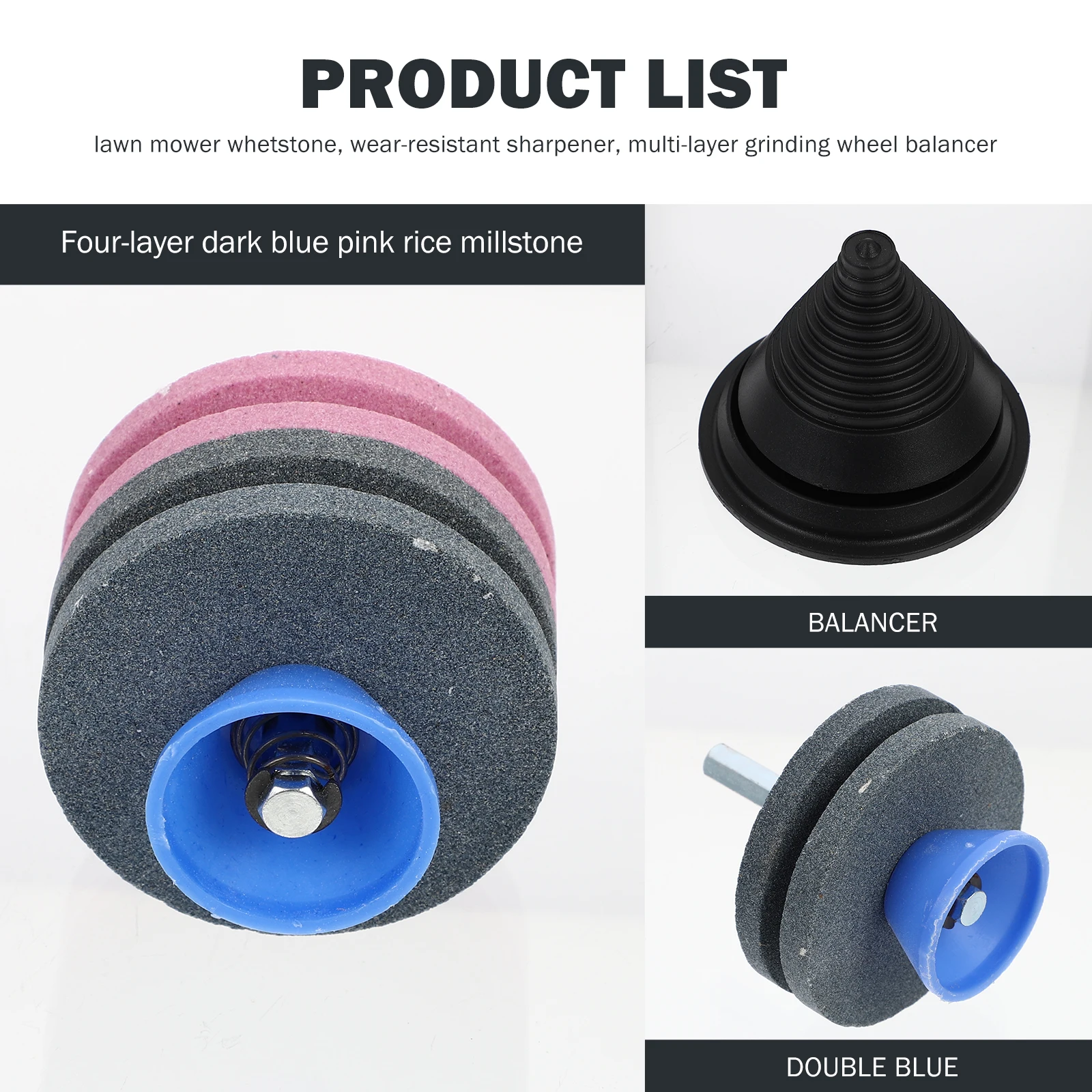 

3Pcs Garden Tool Sharpener Grinding Head Heavy-Duty Mower Blade Stone for Precision Balancing and Polishing Garden Tool